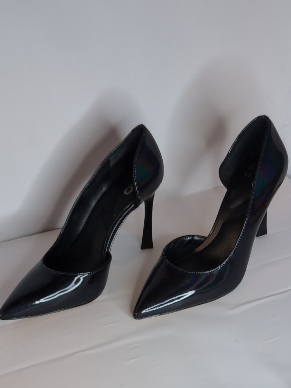 Mix No. 6 Black Iridescent Patent Pointed Toe Stiletto Heels